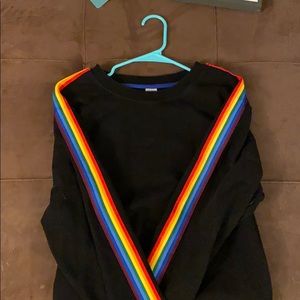 TomboyX crew neck sweatshirt - rainbow sleeves